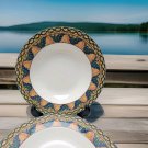 Set of 2 Mikasa Ultima+ Rimmed Soup Bowls HK700 São Paulo Mosaic Pattern