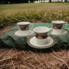 3 MIKASA Ultima + HK700 SAO PAULO Tea/Coffee Cup  & Saucer 3.25" 6oz  Mosaic