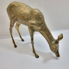 Vintage Heavy Brass Deer Figurine Statue 10.5" L X 9" T Sculpture