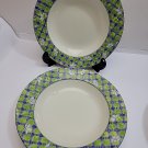 Mikasa Tartan Blue Plaid Shallow Soup Bowl Fine China L3120 4 PC Lot