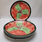 Studio 33 Hand-Painted Christmas Plate Holly Red Green 11" Inches Wide Xmas Studio 33 Hand-Painted Christmas Plate Holly Red Green 11" Inches Wide Xmas