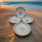 Abalone China White Sky Blue Flower #459 Bowl 7.5" x 1.5" MCM Vintage Floral