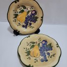2 Granada Home Trends Salad Lunch  Plates Pear Plum Grapes Scalloped Green Trim