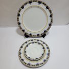 Read VISTA ALEGRE Sonata Dinner Plate Salad Plate  Saucer 3 Pc AS IS BLUE Gold