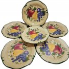 5 + Granada Home Trends Dinner Scalloped Green Rim Plates Apple Pear Plum Grapes