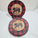 2022 Set of 4 White River Plaid 10.5" Red plaid Bear Dinner Plates Bass Pro Shop