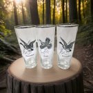 Federal Glass Sportsman Wild Game Bird Tumblers Set of 3 Platinum Trim MCM Federal Glass Sportsman Wild Game Bird Tumblers Set of 3 Platinum Trim MCM