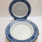 4 DANSK China ETCHING Leaves Blue & White 9" Bowls Deep Japan Pasta Vegetable 4 DANSK China ETCHING Leaves Blue & White 9" Bowls Deep Japan Pasta Vegetable