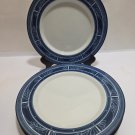 4 DANSK China ETCHING Leaves Blue & White 9" Salad Plates Japan Read