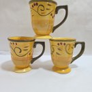 Home Trends ITALIAN VILLA Berries Scrolls Yellow Green Pedestal Cup Mug Set 3