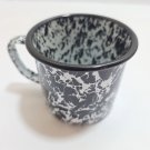 Vintage Black White Swirl Enamelware Marble Graniteware Coffee Cup Mug