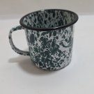 Vintage Green White Swirl Enamelware Marble Graniteware Coffee Cup Mug