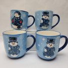 4 Vintage Libbey Snowman 14 oz Blue Ceramic Coffee Cup Mug Holiday Christmas Xma 4 Vintage Libbey Snowman 14 oz Blue Ceramic Coffee Cup Mug Holiday Christmas Xma