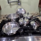 Farberware Vintage Aluminum Clad Stainless Steel Pots Pans 9 Piece Set USA Stock