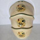 Gibson Pottery Rooster 3pc. Serving Nesting Bowls Set Handpainted Mixing