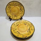 4~Italian Villa Home Trends Salad Plate Berries & Scrolls Scalloped Yellow Green