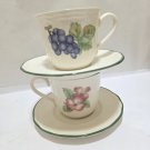 Vintage Set of 2 Epoch Market Day Mugs 3 3/4" Saucers