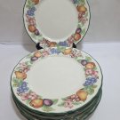 Set of Seven 7 Noritake Market Day E801 Epoch 10 1/2" Dinner Plates Fruit Floral