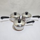 6 Piece Revere Ware 1801 Copper Bottom Cookware Pan 1 Qt 2 Pots 1  1/2Qt W Lids