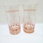 Vtg. MCM Libby Capri Pink Stripe Floral Design Ice Tea Tall Tumblers 2 Pc Set