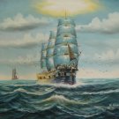 New 20x24" Hand-Made Boat Oil Painting on Canvas