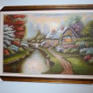 24x36" House Near the River Landscape Oil Painting on Canvas