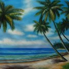 24x36" Palm Trees Near the Ocean Oil Painting on Canvas