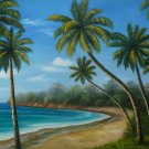 24x36" Palm Trees Near the Ocean Oil Painting on Canvas