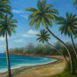 24x36" Palm Trees Near the Ocean Oil Painting on Canvas
