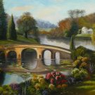 24x36" Bridge over the River Landscape Oil Painting on Canvas
