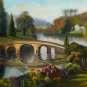 24x36" Bridge over the River Landscape Oil Painting on Canvas