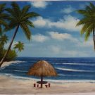 36x48" Palm Trees and Palapas Oil Painting on Canvas