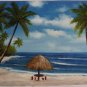 36x48" Palm Trees and Palapas Oil Painting on Canvas