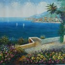 36x48" Mediterranean Sailboats Belvedere Oil Painting on Canvas
