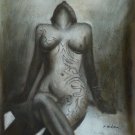 20x24" Black and White 'Nude Woman' Oil Painting on Canvas