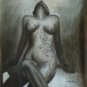 20x24" Black and White 'Nude Woman' Oil Painting on Canvas