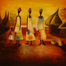 New Hand-Made 20x24" '3 African Women' Oil Painting on Canvas