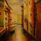 New Hand-Made 20x24" Venice Canal Oil Painting on Canvas