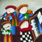 New Hand-Made 20x24" 'Musicians' Oil Painting on Canvas