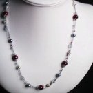 Burgundy and Silver Slide Necklace