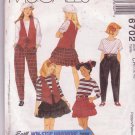 McCalls Girls Wardrobe for Kids Pattern 6702 Dated 1993 Sizes 7-10