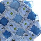 Blue John Deere Stripe Rag Quilt