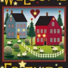 Salt Box Welcome Friends Standard Flag Two Saltbox Houses WELCOME FRIENDS