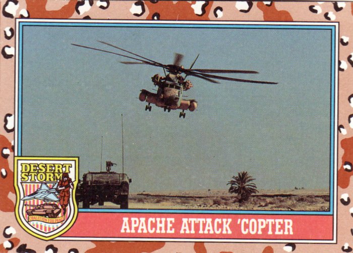 Desert Storm Trading Card Topps 1991 2nd Series Apache Attack Copter