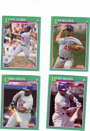 Los Angeles Dodgers Baseball Trading Cards Lot of 4 Score 1991
