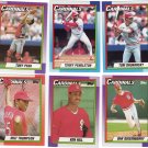 St. Louis Cardinals Baseball Trading Cards Lot of 6 Topps 1990