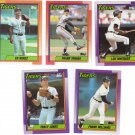 Detroit Tigers Baseball Trading Cards Topps 1990 Lot of 5