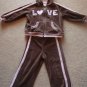 Brown/Pink Velour jogging suit  girls 24mos.