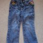 Jeans w/multi-colored embroidery girls 2T