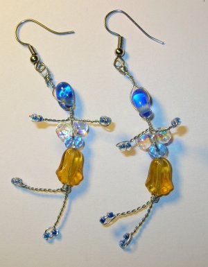 Dancing bead figure women earrings